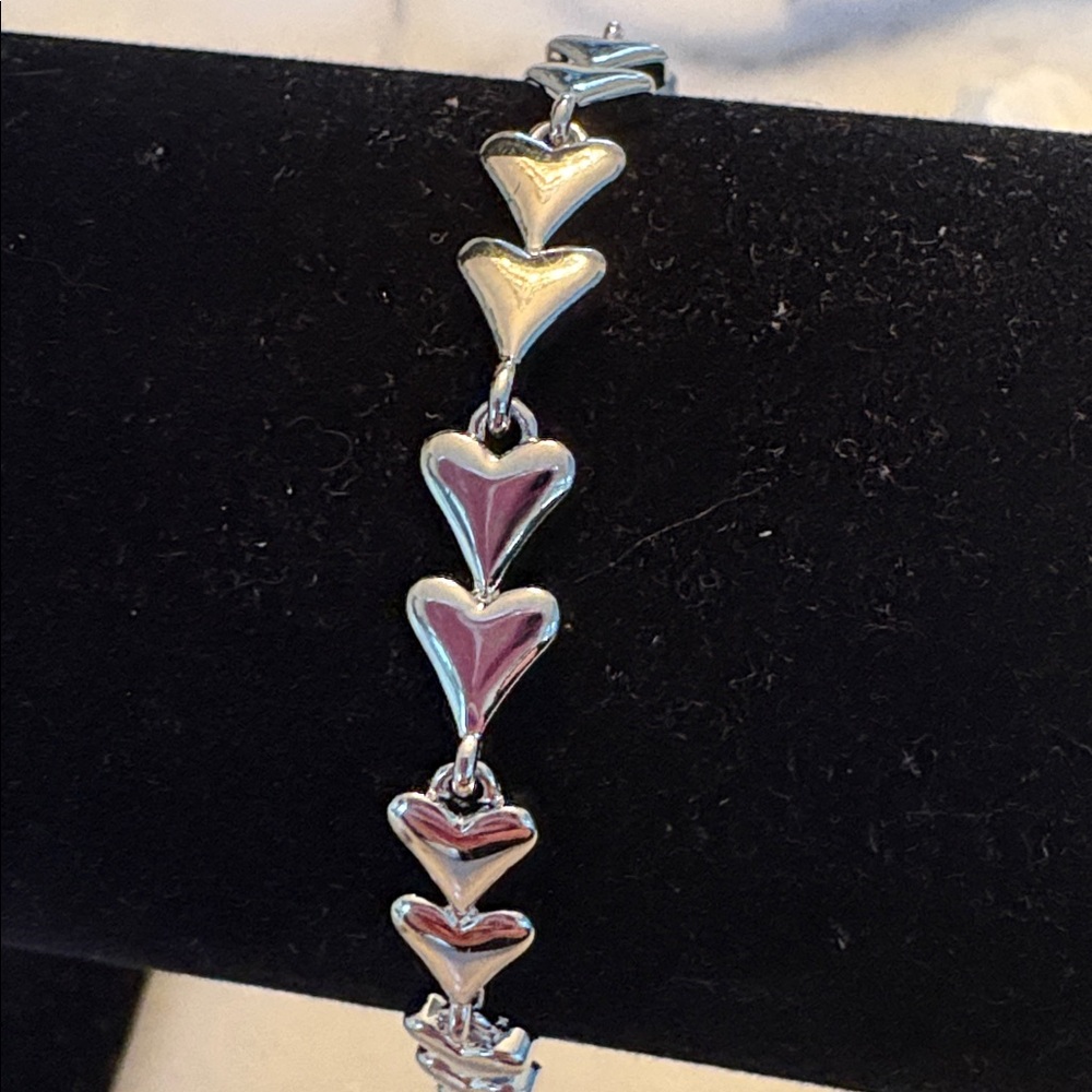 Heart Tennis Bracelet 14k White Gold plated 7” #S-37